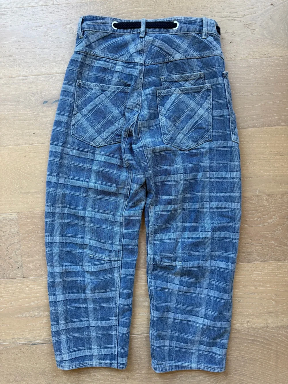 bohme Blue Plaid Barrel Jeans - Picture 6 of 8